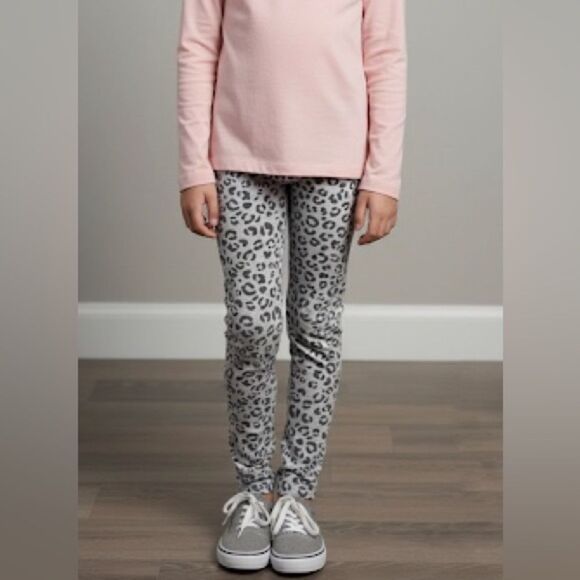 Cat & Jack Girls Animal Leopard Print Gray Leggings Medium 7/8 - Picture 1 of 6